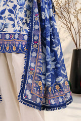 UAE-3 Piece Printed Cotton Suit with Printed Denting Lawn Dupatta and Embroidered Neckline