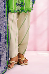 UAE-3 Piece Printed Cotton Suit with Printed Denting Lawn Dupatta and Embroidered Neckline