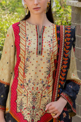 UAE-3 Piece Printed Cambric Suit with Lawn Dupatta