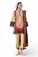UAE-3 Piece Printed Cambric Suit with Lawn Dupatta