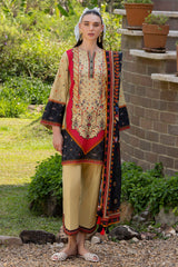 UAE-3 Piece Printed Cambric Suit with Lawn Dupatta
