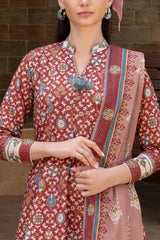 UAE-3 Piece Printed Cambric Suit with Lawn Dupatta