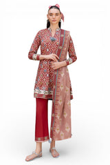 UAE-3 Piece Printed Cambric Suit with Lawn Dupatta