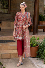 UAE-3 Piece Printed Cambric Suit with Lawn Dupatta