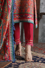 UAE-3 Piece Printed Karandi Suit with Printed Karandi Dupatta