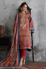 UAE-3 Piece Printed Karandi Suit with Printed Karandi Dupatta