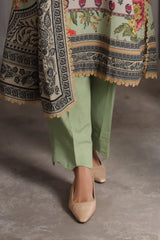 UAE-3 Piece Printed Karandi Suit with Printed Karandi Dupatta