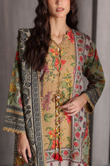 UAE-3 Piece Printed Karandi Suit with Printed Karandi Dupatta