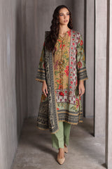 UAE-3 Piece Printed Karandi Suit with Printed Karandi Dupatta