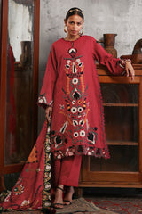 UAE-3 Piece Embroidered Khaddar Suit with Printed Khaddar Dupatta