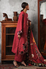 UAE-3 Piece Embroidered Khaddar Suit with Printed Khaddar Dupatta