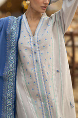 UAE-3 Piece Embroidered Khaddar Suit with Lacquer Printed Khaddar Dupatta