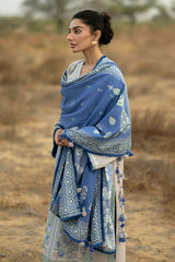 UAE-3 Piece Embroidered Khaddar Suit with Lacquer Printed Khaddar Dupatta