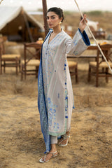 UAE-3 Piece Embroidered Khaddar Suit with Lacquer Printed Khaddar Dupatta