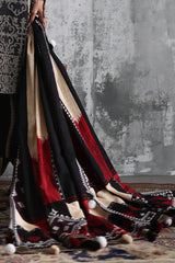 UAE-3 Piece Embroidered Printed Khaddar Suit with Printed Khaddar Dupatta