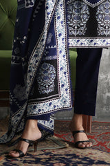UAE-3 Piece Embroidered Printed Khaddar Suit with Printed Khaddar Dupatta