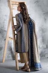 UAE-3 Piece Printed Khaddar Suit with Printed Khaddar Dupatta