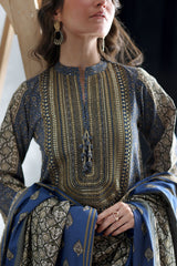 UAE-3 Piece Printed Khaddar Suit with Printed Khaddar Dupatta