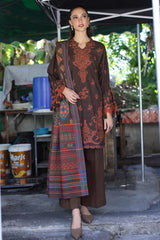 UAE-3 Piece Printed Khaddar Suit with Printed Khaddar Dupatta