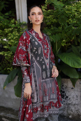 UAE-3 Piece Printed Khaddar Suit with Printed Khaddar Dupatta