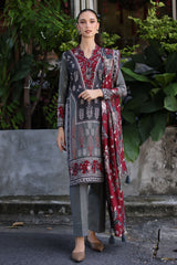 UAE-3 Piece Printed Khaddar Suit with Printed Khaddar Dupatta