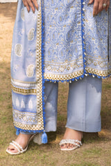 UAE-3 Piece Printed Khaddar Suit