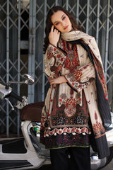 UAE-3 Piece Printed Khaddar Suit with Printed Khaddar Dupatta