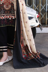UAE-3 Piece Printed Khaddar Suit with Printed Khaddar Dupatta