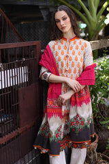 UAE-3 Piece Printed Khaddar Suit with Printed Khaddar Dupatta