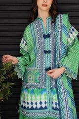 UAE-3 Piece Printed Khaddar Suit with Printed Khaddar Dupatta