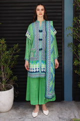 UAE-3 Piece Printed Khaddar Suit with Printed Khaddar Dupatta