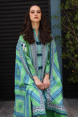 UAE-3 Piece Printed Khaddar Suit with Printed Khaddar Dupatta