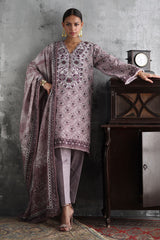 UAE-3 Piece Printed Khaddar Suit with Printed Khaddar Dupatta