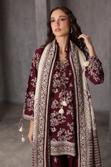 UAE-3 Piece Printed Khaddar Suit with Printed Khaddar Dupatta