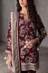 UAE-3 Piece Printed Khaddar Suit with Printed Khaddar Dupatta