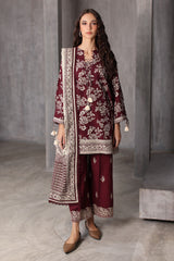 UAE-3 Piece Printed Khaddar Suit with Printed Khaddar Dupatta