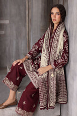 UAE-3 Piece Printed Khaddar Suit with Printed Khaddar Dupatta