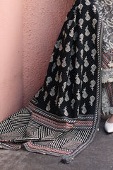 UAE-3 Piece Printed Khaddar Suit with Printed Khaddar Dupatta and Printed Trouser