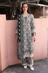 UAE-3 Piece Printed Khaddar Suit with Printed Khaddar Dupatta and Printed Trouser