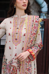 UAE-3 Piece Printed Khaddar Suit with Printed Khaddar Dupatta and Printed Trouser
