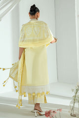 UAE-3 Piece Embroidered Lawn Suit with Lacquer Printed Denting Dupatta DN-62020