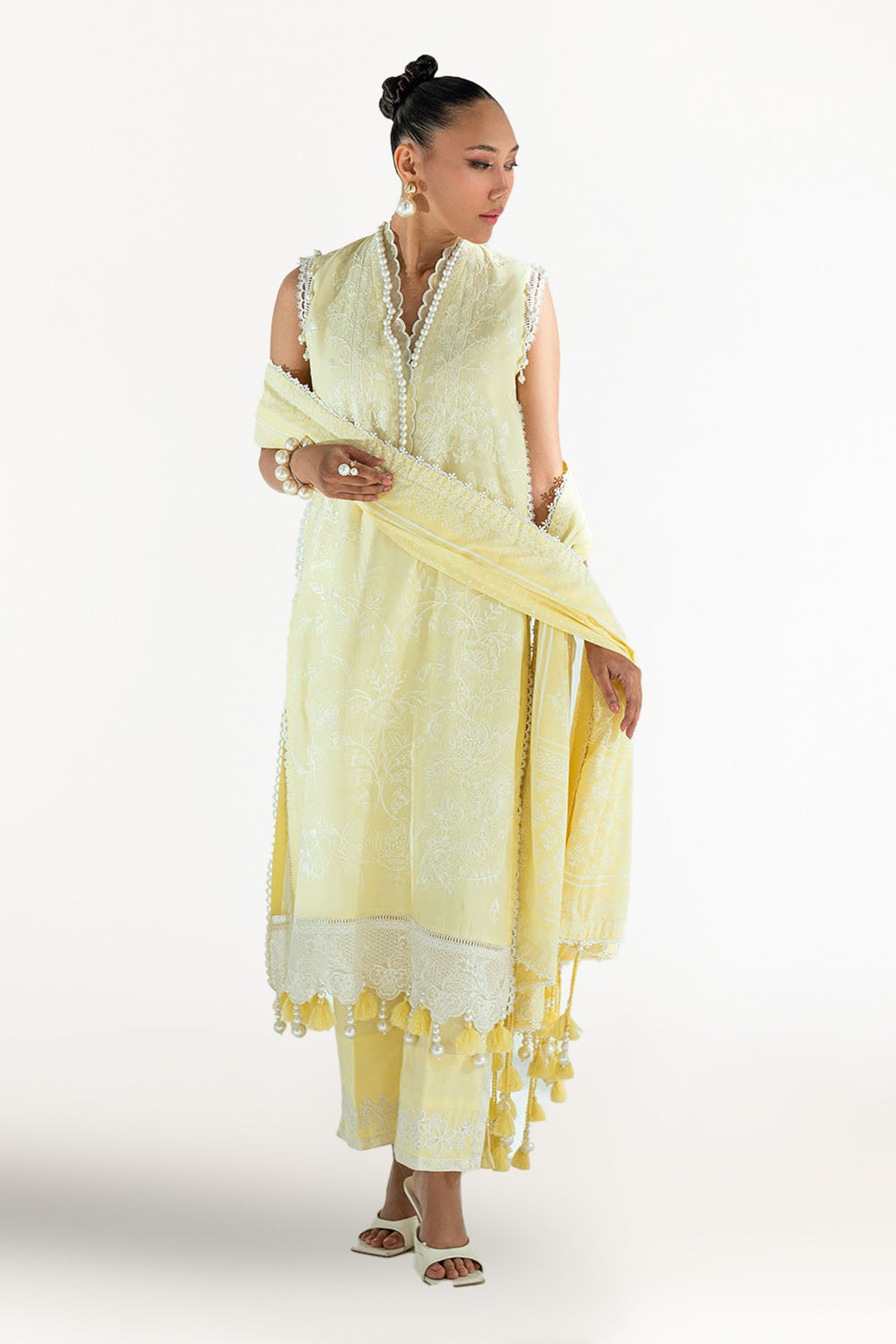 UAE-3 Piece Embroidered Lawn Suit with Lacquer Printed Denting Dupatta DN-62020