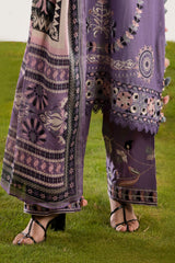UAE-3 Piece Embroidered Lawn Suit with Embroidered Borders and Embroidered Trouser