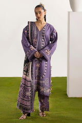 UAE-3 Piece Embroidered Lawn Suit with Embroidered Borders and Embroidered Trouser