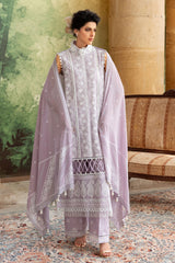 UAE-3 Piece Zari & Sequins Embroidered Lawn Suit with Silver & Lacquer Printed Dupatta DN-52035