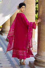 UAE-3 Piece Zari & Sequins Embroidered Lawn Suit with Gold & Lacquer Printed Dupatta DN-52036