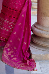 UAE-3 Piece Zari & Sequins Embroidered Lawn Suit with Gold & Lacquer Printed Dupatta DN-52036