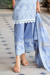 UAE-3 Piece Zari & Sequins Embroidered Lawn Suit with Printed Dupatta DN-52037