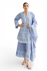 UAE-3 Piece Zari & Sequins Embroidered Lawn Suit with Printed Dupatta DN-52037