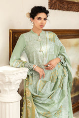 UAE-3 Piece Zari & Sequins Embroidered Lawn Suit with Gold & Lacquer Printed Dupatta DN-52038